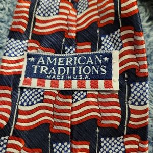 Men's American Flag Tie 100% silk made in usa